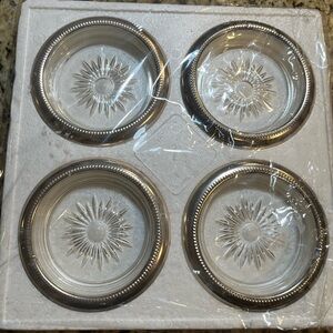 Made in Italy Silver and Clear Glass Coasters Set new see below